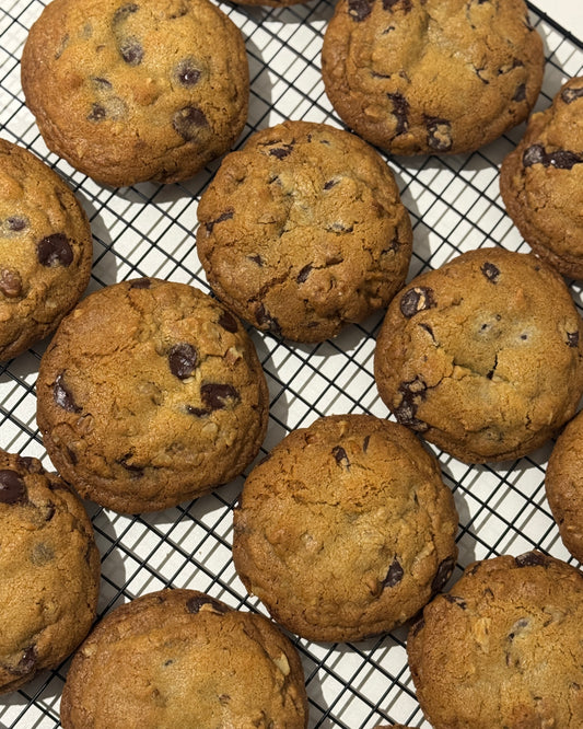 Brown butter dark choc walnut cookie